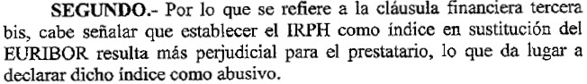 Una sentencia dicta que el IRPH es un índice abusivo